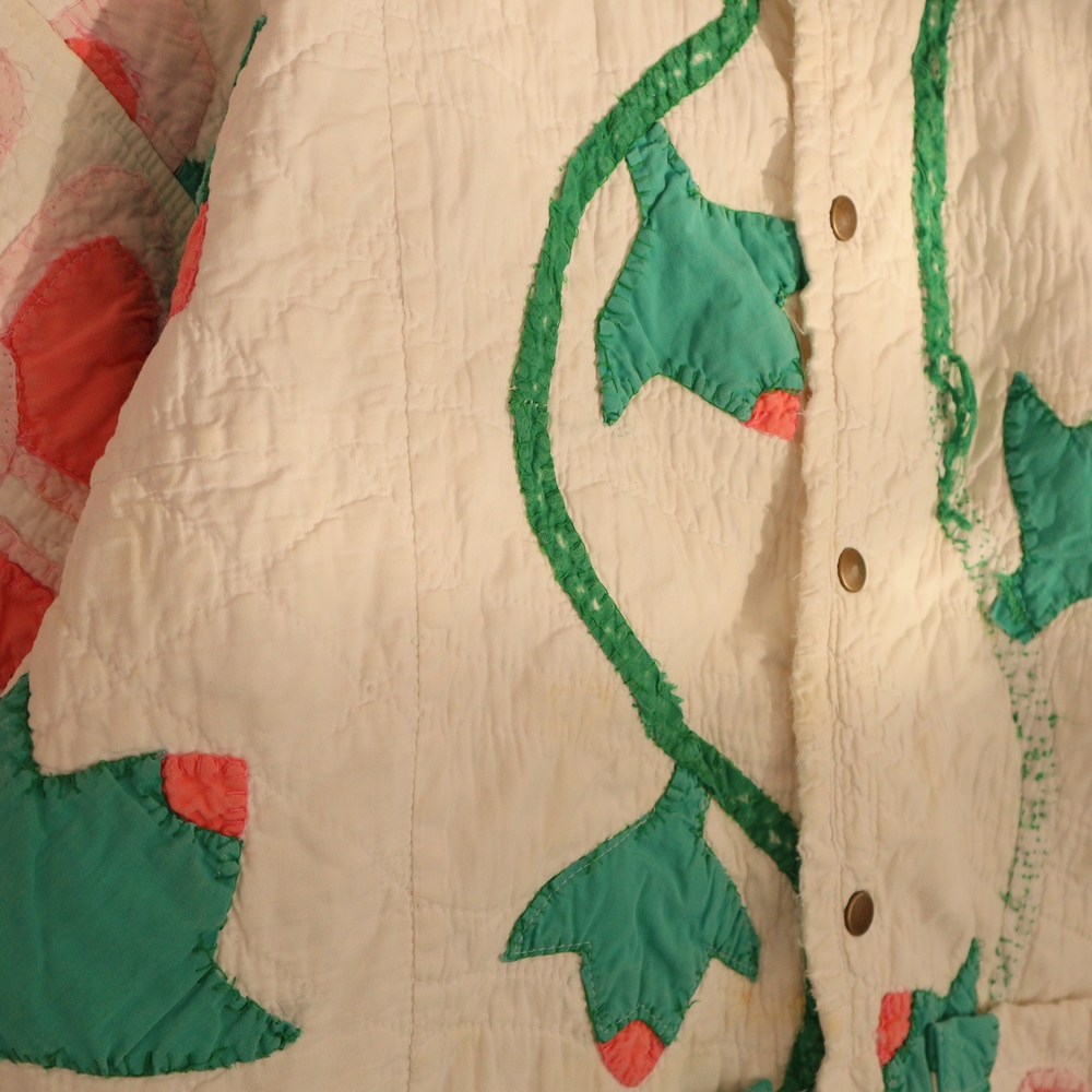 Upcycled Quilt Chore Coat Barn Jacket Appliqué XL • 2XL - Picture 11 of 15